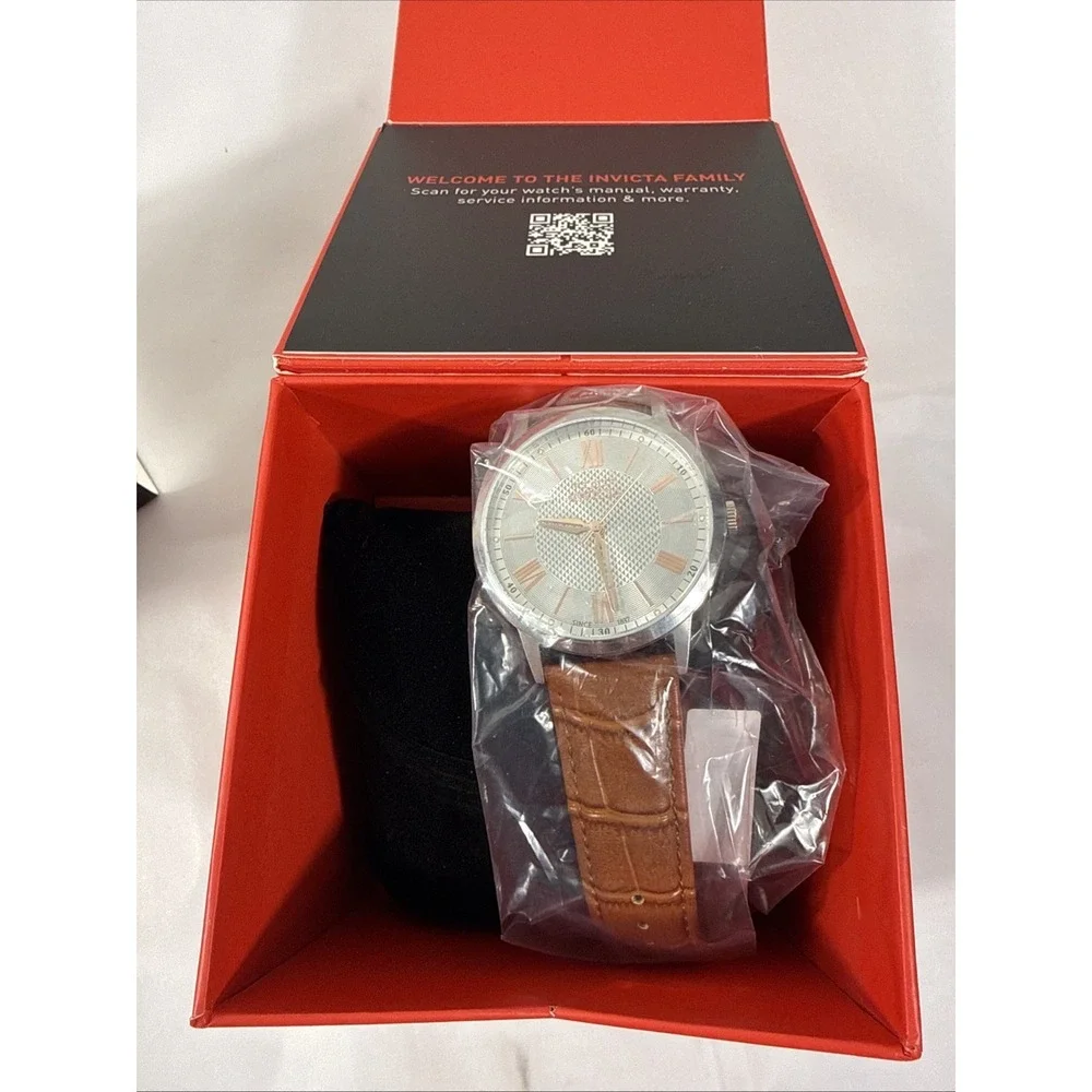 Invicta Celestial Watch Men Size 43mm‎ Stainless Steel Brown Leather Band